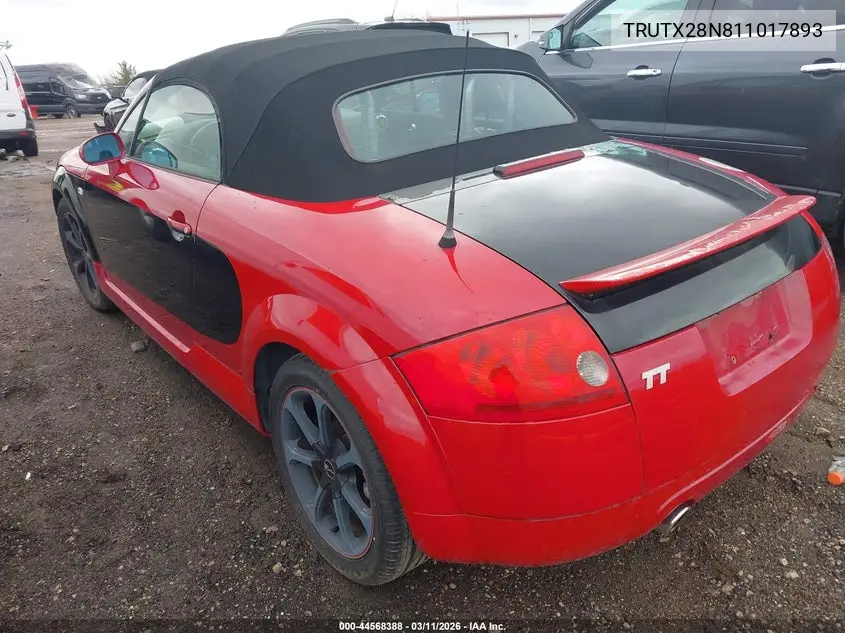 2001 Audi Tt VIN: TRUTX28N811017893 Lot: 44568388