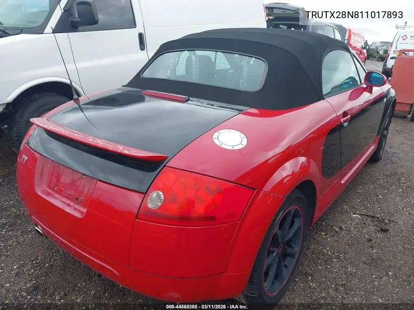 2001 Audi Tt VIN: TRUTX28N811017893 Lot: 44568388