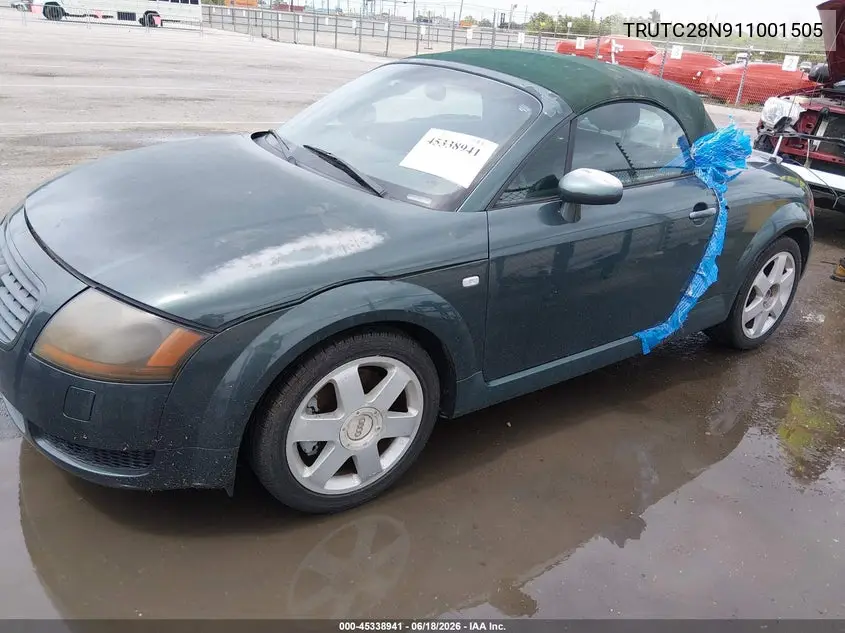 2001 Audi Tt VIN: TRUTC28N911001505 Lot: 45338941