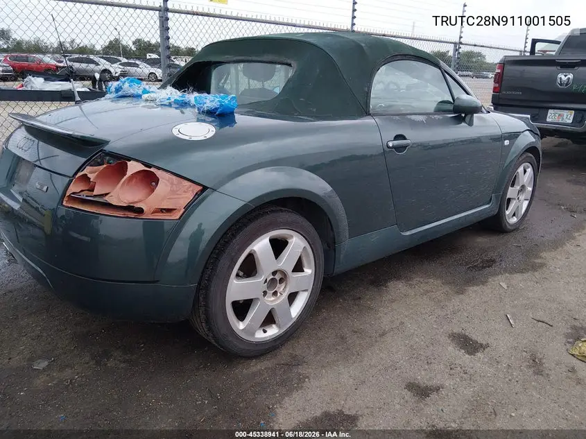 2001 Audi Tt VIN: TRUTC28N911001505 Lot: 45338941