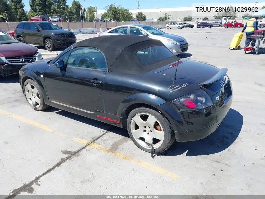 2001 Audi Tt VIN: TRUUT28N611029962 Lot: 45447526