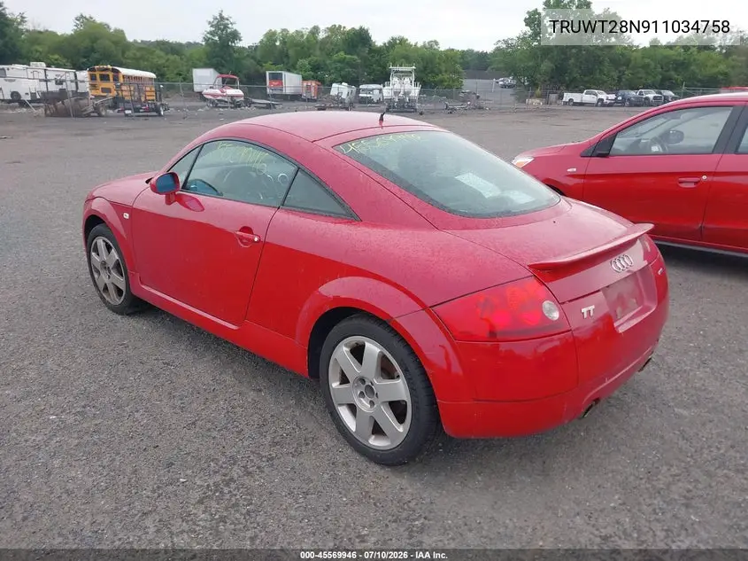 2001 Audi Tt VIN: TRUWT28N911034758 Lot: 45569946