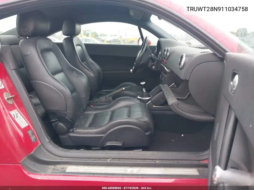 2001 Audi Tt VIN: TRUWT28N911034758 Lot: 45569946