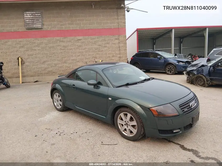 2001 Audi Tt VIN: TRUWX28N811040099 Lot: 45624053