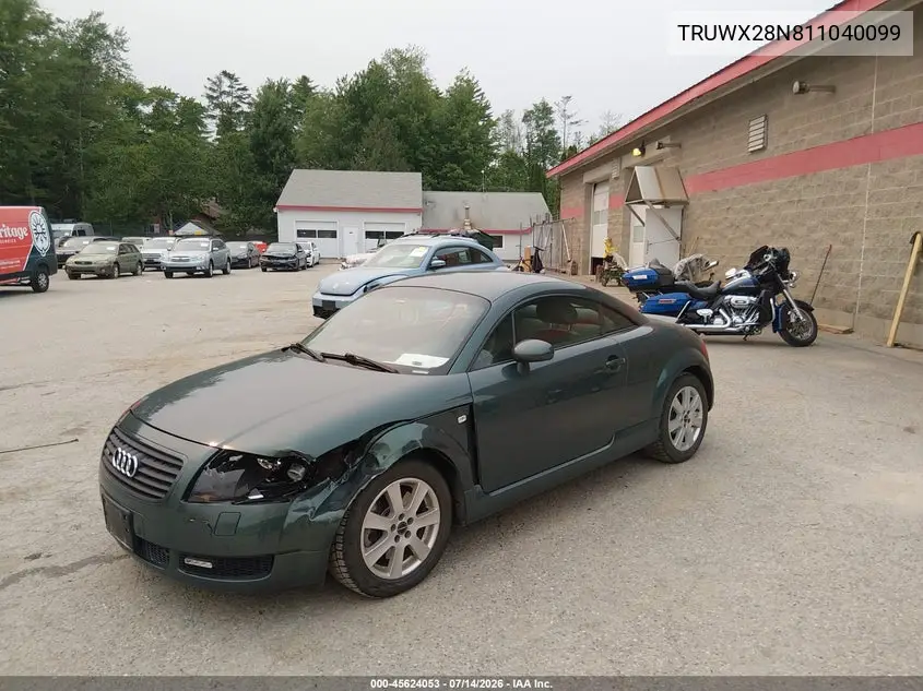 2001 Audi Tt VIN: TRUWX28N811040099 Lot: 45624053