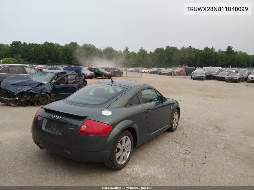 2001 Audi Tt VIN: TRUWX28N811040099 Lot: 45624053