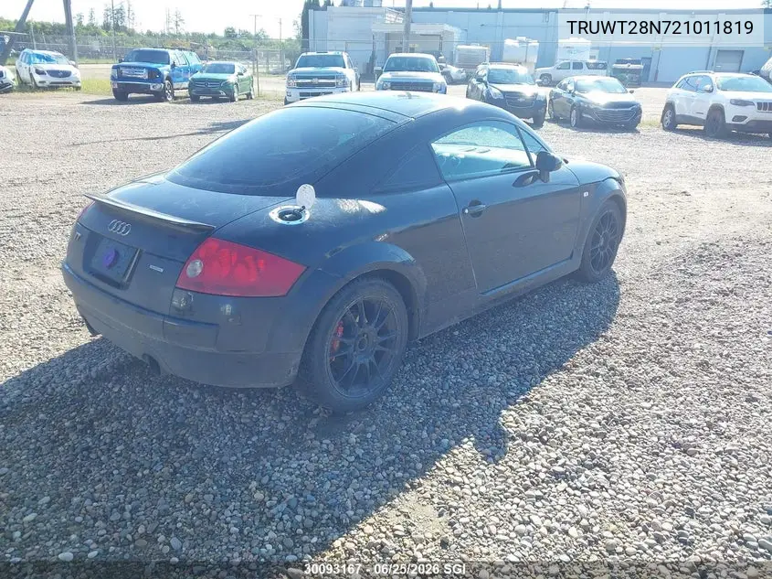2002 Audi Tt Quaro VIN: TRUWT28N721011819 Lot: 30093167
