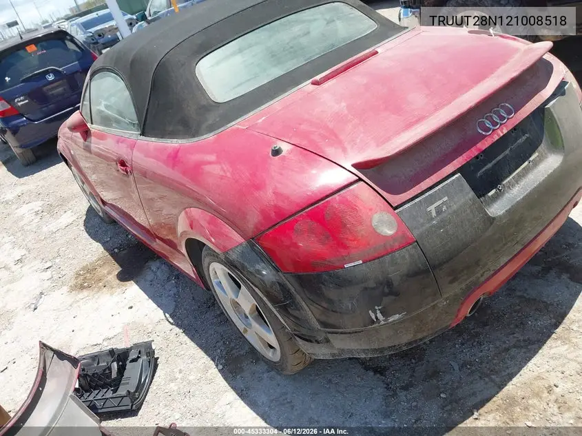 2002 Audi Tt 1.8L VIN: TRUUT28N121008518 Lot: 45333304