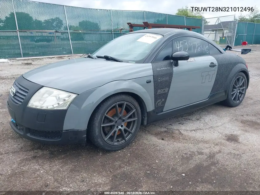 2002 Audi Tt 1.8L VIN: TRUWT28N321012496 Lot: 45397846