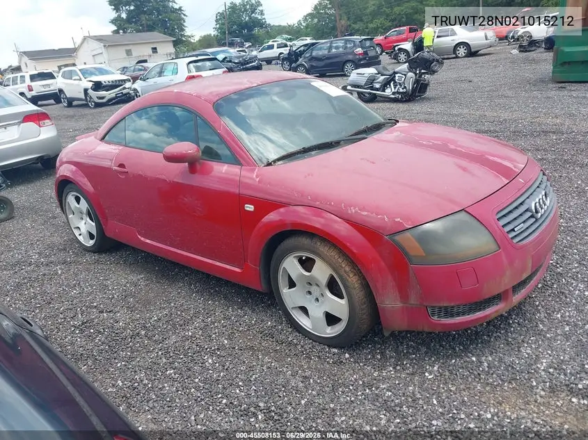 2002 Audi Tt 1.8L VIN: TRUWT28N021015212 Lot: 45508153