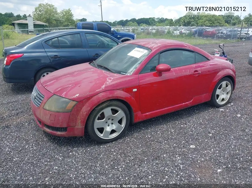 2002 Audi Tt 1.8L VIN: TRUWT28N021015212 Lot: 45508153
