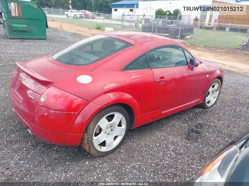 2002 Audi Tt 1.8L VIN: TRUWT28N021015212 Lot: 45508153