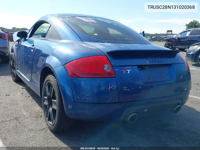 2003 Audi Tt 1.8L VIN: TRUSC28N131020368 Lot: 43105539