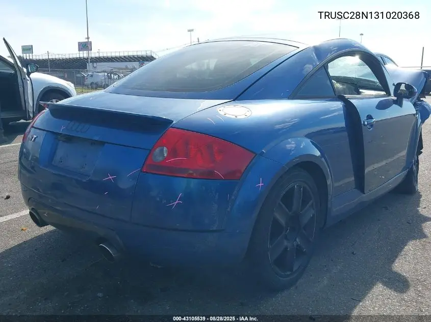 2003 Audi Tt 1.8L VIN: TRUSC28N131020368 Lot: 43105539