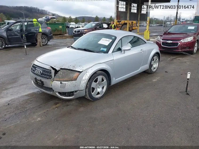 2003 Audi Tt 1.8L VIN: TRUWT28N031016474 Lot: 44709098