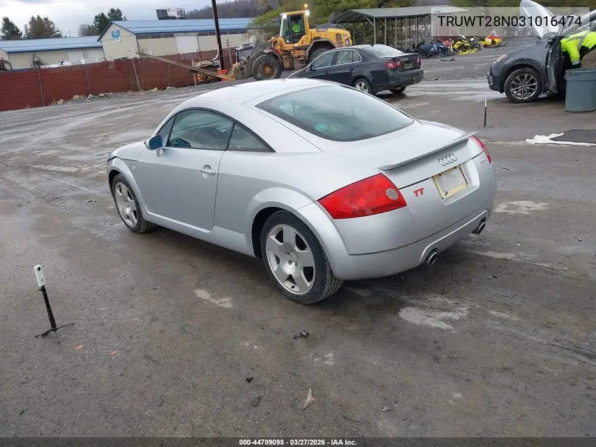 2003 Audi Tt 1.8L VIN: TRUWT28N031016474 Lot: 44709098