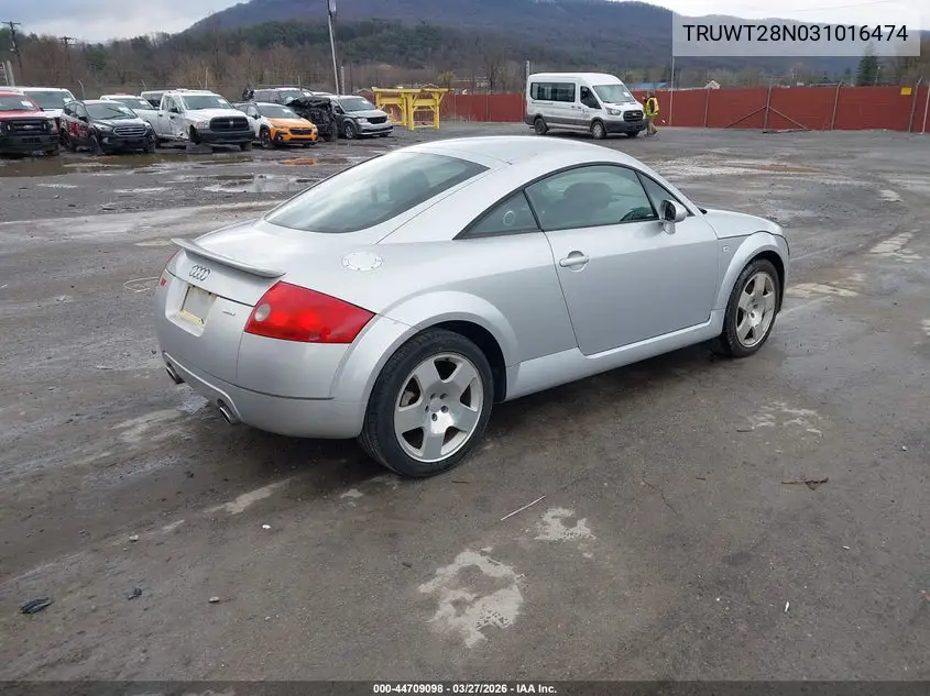 2003 Audi Tt 1.8L VIN: TRUWT28N031016474 Lot: 44709098