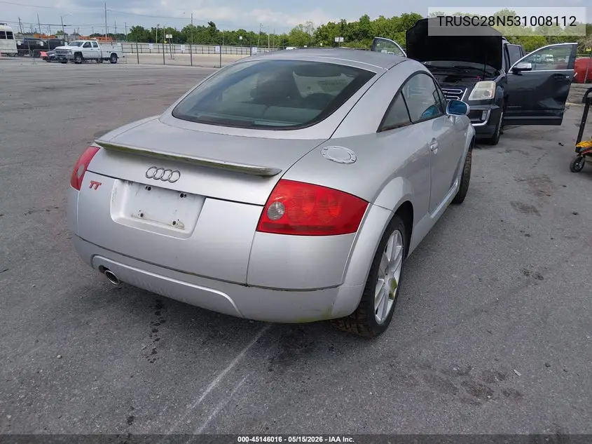2003 Audi Tt 1.8L VIN: TRUSC28N531008112 Lot: 45146016