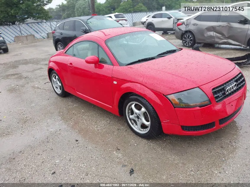 2003 Audi Tt 1.8L VIN: TRUWT28N231017545 Lot: 45371952