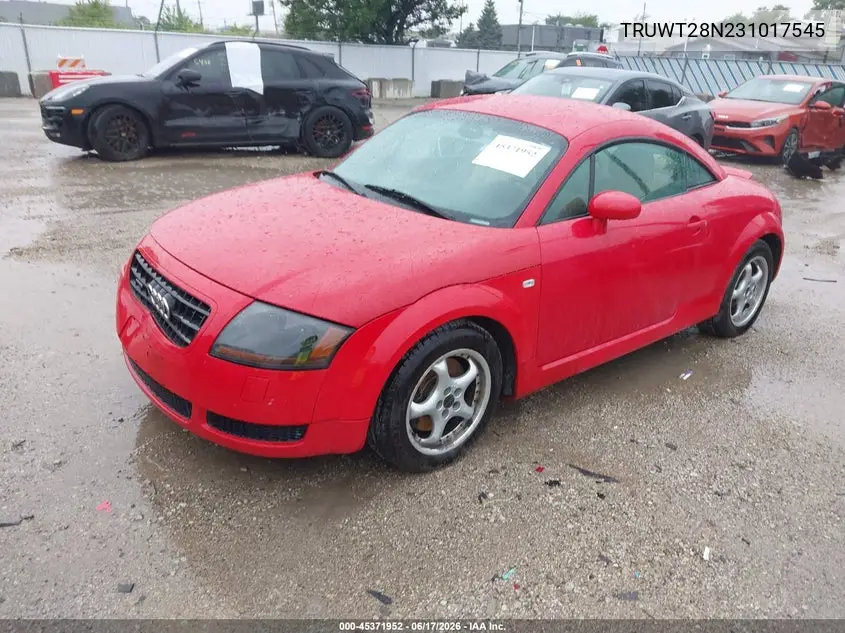 2003 Audi Tt 1.8L VIN: TRUWT28N231017545 Lot: 45371952