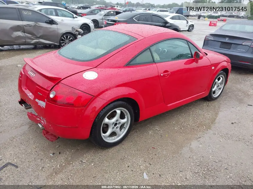 2003 Audi Tt 1.8L VIN: TRUWT28N231017545 Lot: 45371952