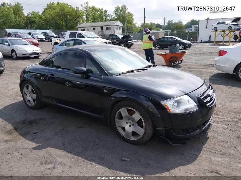 2003 Audi Tt 1.8L VIN: TRUWT28N731012647 Lot: 45576612
