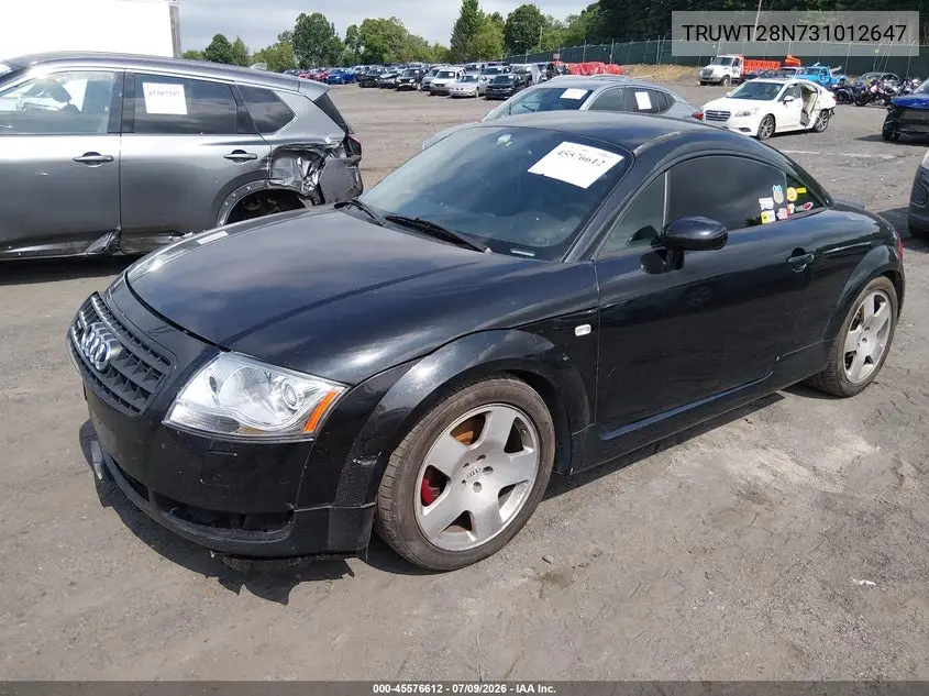 2003 Audi Tt 1.8L VIN: TRUWT28N731012647 Lot: 45576612