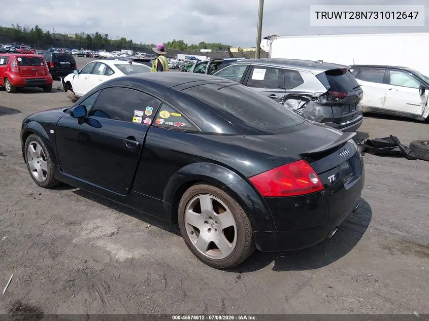 2003 Audi Tt 1.8L VIN: TRUWT28N731012647 Lot: 45576612
