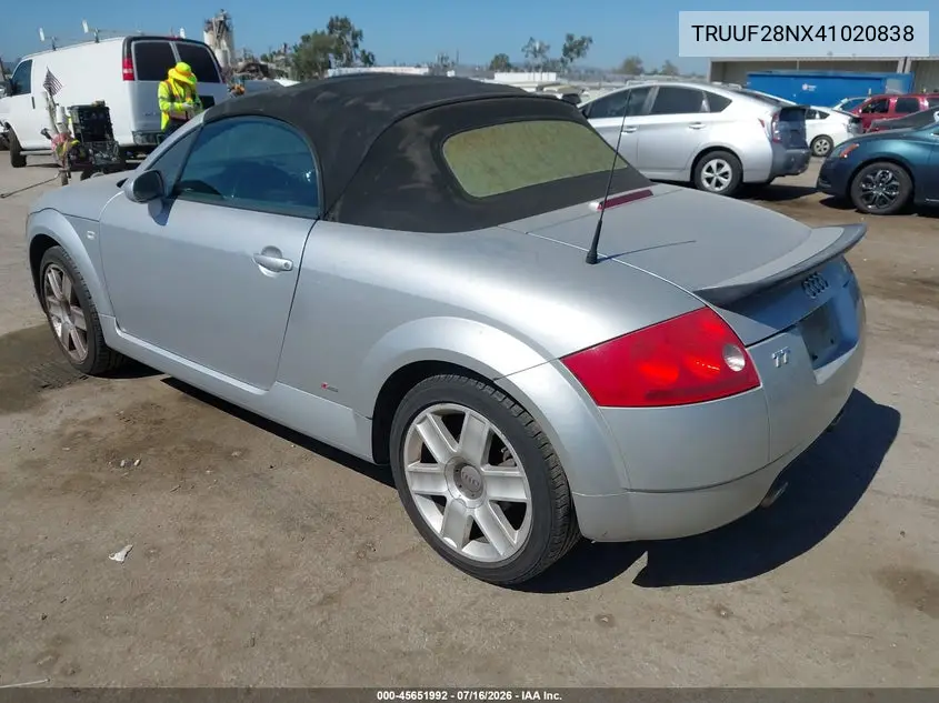2004 Audi Tt 3.2L VIN: TRUUF28NX41020838 Lot: 45651992