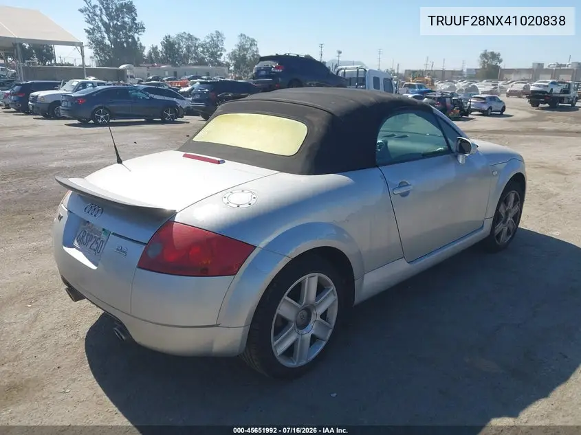 2004 Audi Tt 3.2L VIN: TRUUF28NX41020838 Lot: 45651992