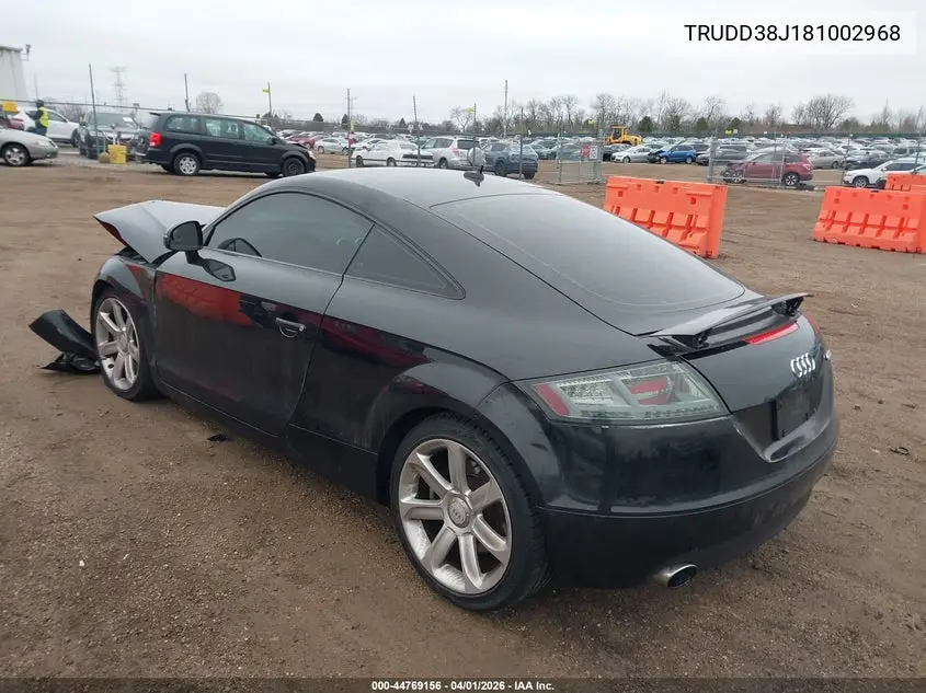2008 Audi Tt 3.2 VIN: TRUDD38J181002968 Lot: 44769156