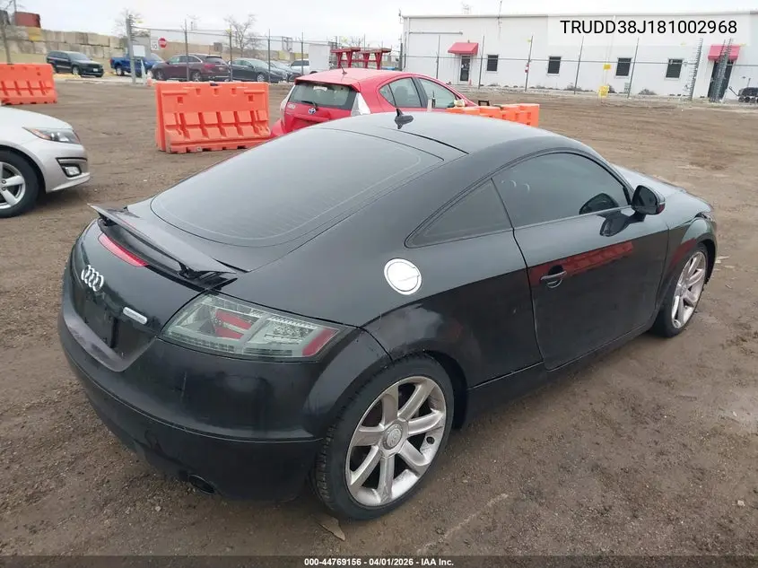 2008 Audi Tt 3.2 VIN: TRUDD38J181002968 Lot: 44769156