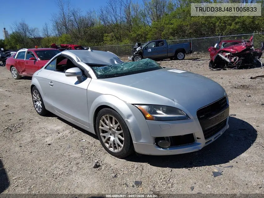 2008 Audi Tt 3.2 VIN: TRUDD38J481005833 Lot: 44802931