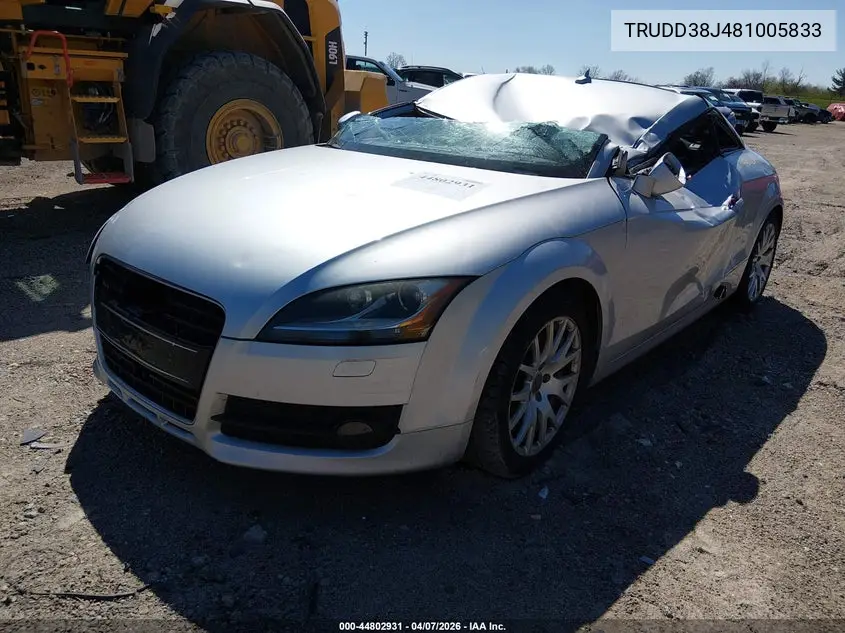 2008 Audi Tt 3.2 VIN: TRUDD38J481005833 Lot: 44802931