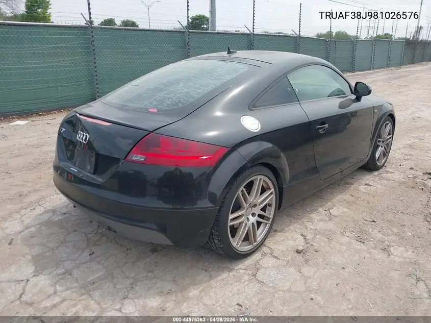 2008 Audi Tt 2.0T VIN: TRUAF38J981026576 Lot: 44976363