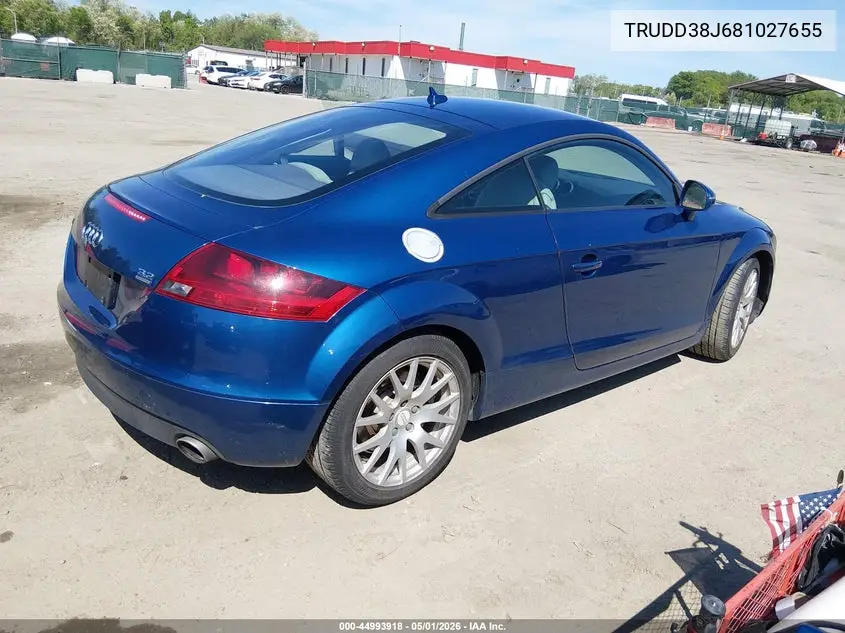 2008 Audi Tt 3.2 VIN: TRUDD38J681027655 Lot: 44993918