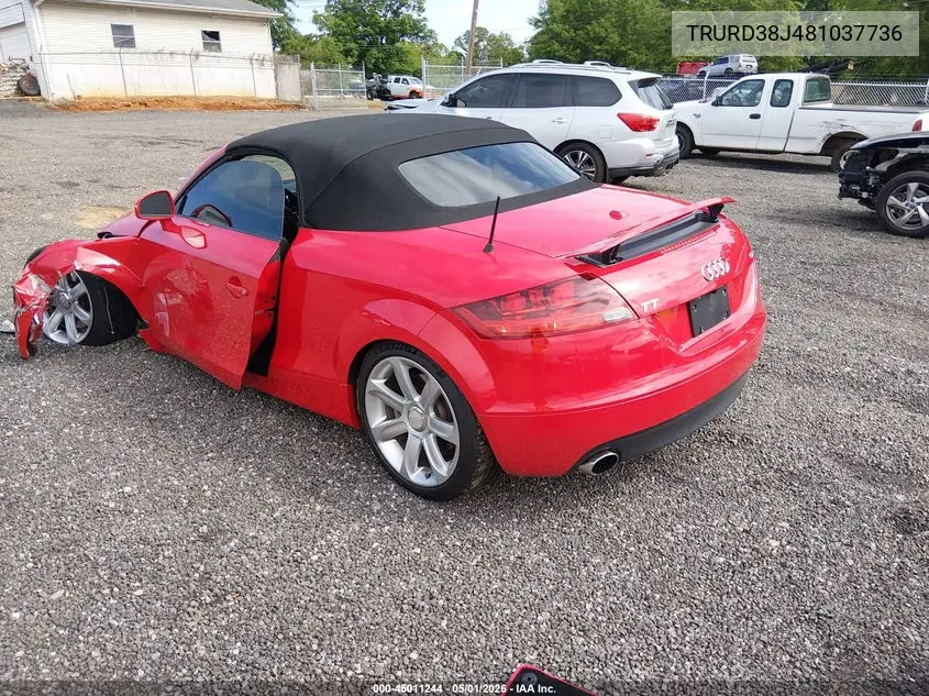 2008 Audi Tt 3.2 VIN: TRURD38J481037736 Lot: 45011244