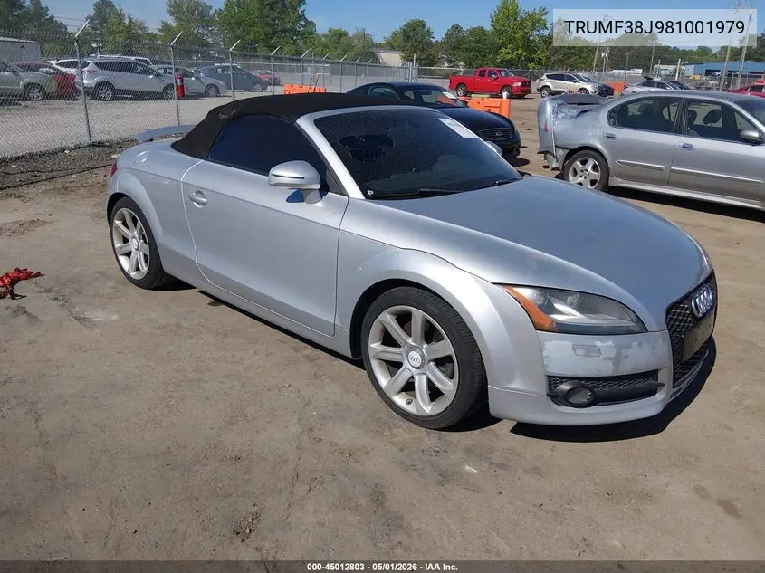 2008 Audi Tt 2.0T VIN: TRUMF38J981001979 Lot: 45012803