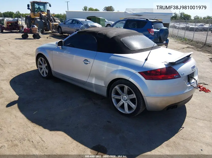 2008 Audi Tt 2.0T VIN: TRUMF38J981001979 Lot: 45012803