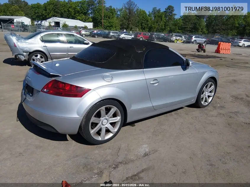 2008 Audi Tt 2.0T VIN: TRUMF38J981001979 Lot: 45012803