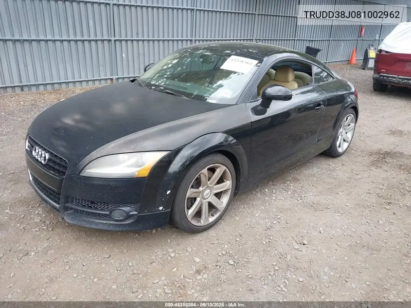 2008 Audi Tt 3.2 VIN: TRUDD38J081002962 Lot: 45358384