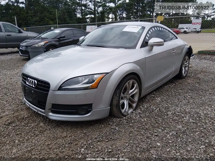 2008 Audi Tt 3.2 VIN: TRUDD38J681000522 Lot: 45410828