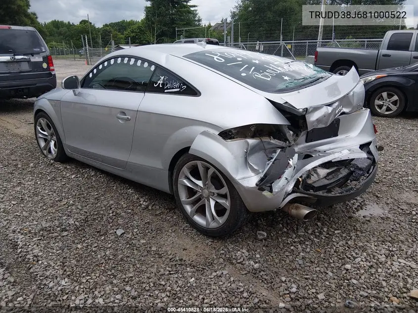 2008 Audi Tt 3.2 VIN: TRUDD38J681000522 Lot: 45410828