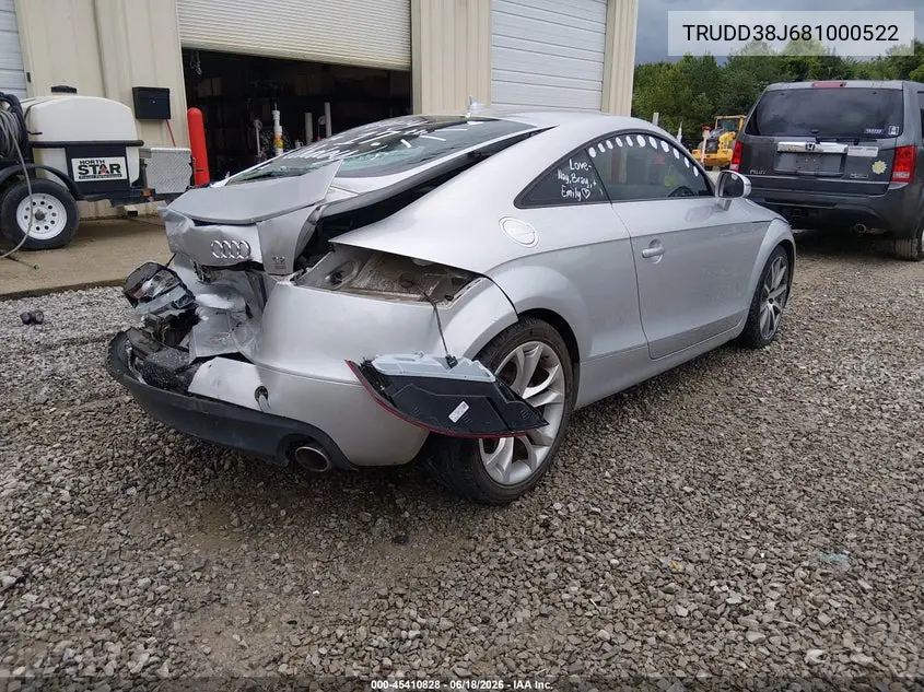 2008 Audi Tt 3.2 VIN: TRUDD38J681000522 Lot: 45410828