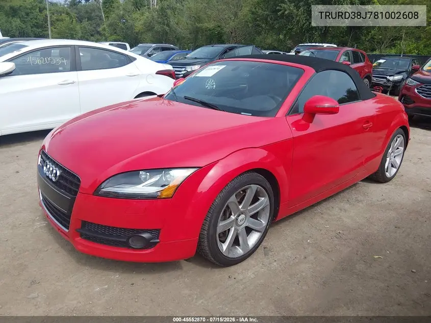 2008 Audi Tt 3.2 VIN: TRURD38J781002608 Lot: 45552870
