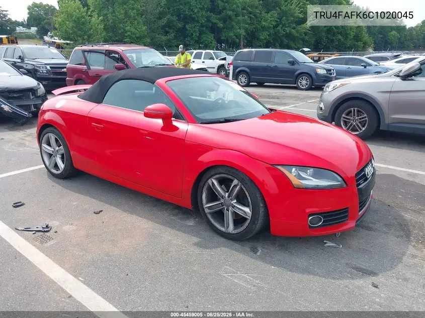 2012 Audi Tt 2.0T Prestige VIN: TRU4FAFK6C1020045 Lot: 45459005