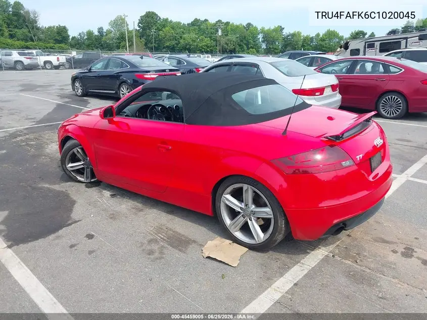 2012 Audi Tt 2.0T Prestige VIN: TRU4FAFK6C1020045 Lot: 45459005