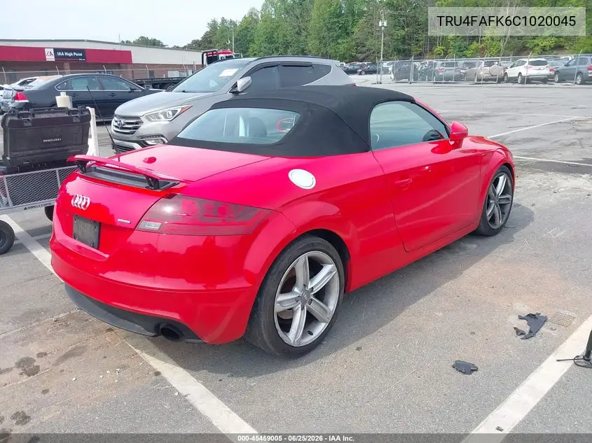 2012 Audi Tt 2.0T Prestige VIN: TRU4FAFK6C1020045 Lot: 45459005