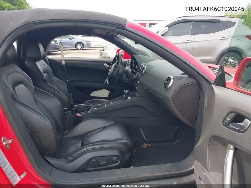 2012 Audi Tt 2.0T Prestige VIN: TRU4FAFK6C1020045 Lot: 45459005