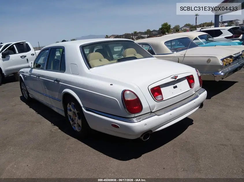 2000 Bentley Arnage VIN: SCBLC31E3YCX04433 Lot: 45385938